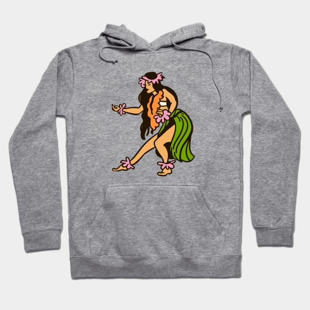 Vintage Hawaiian Hula Dancer Cartoon // Retro Hula Girl B Hoodie by Now Boarding